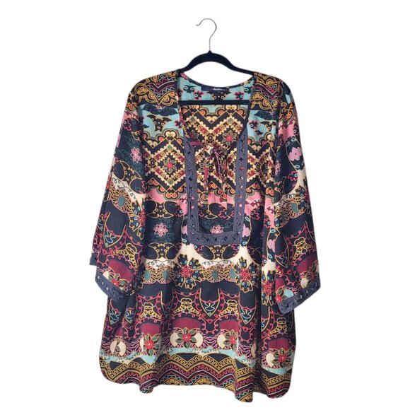 Denim 24/7 Colorful Boho Tunic Blouse - Picture 1 of 7
